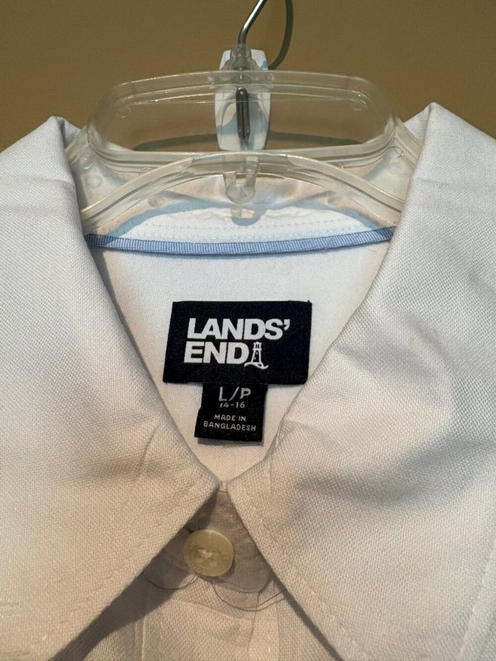 Lands' End Oxford Cotton Blouse, Crisp White, Relaxed Fit L/P 14-16 - Picture 5 of 5